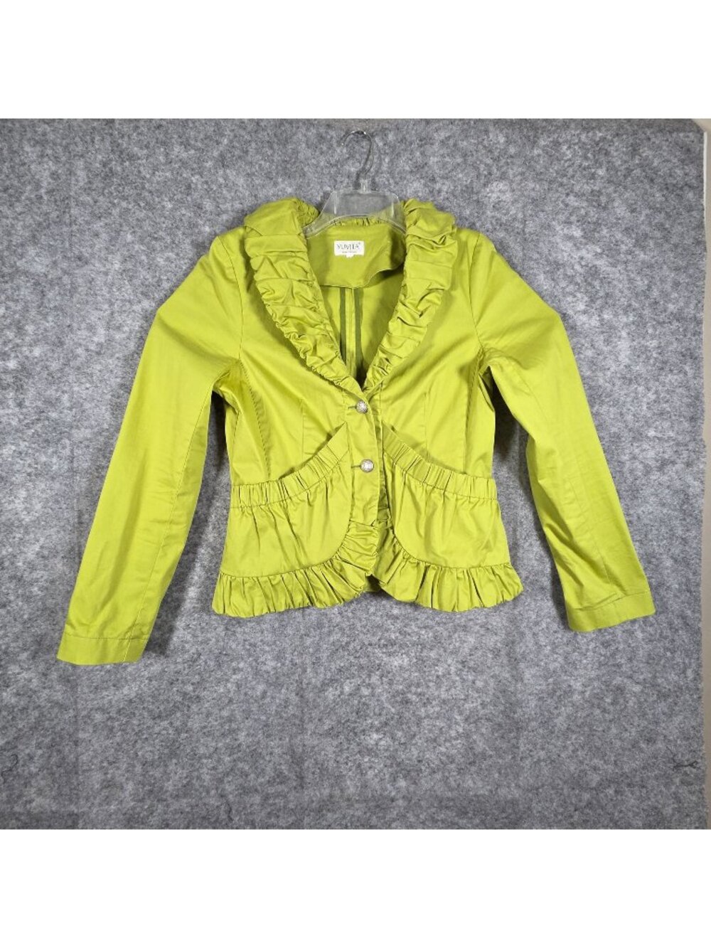 Yuvita Women’s Button Up Blazer Green Size 4 Structured Jacket Office Core Prepp